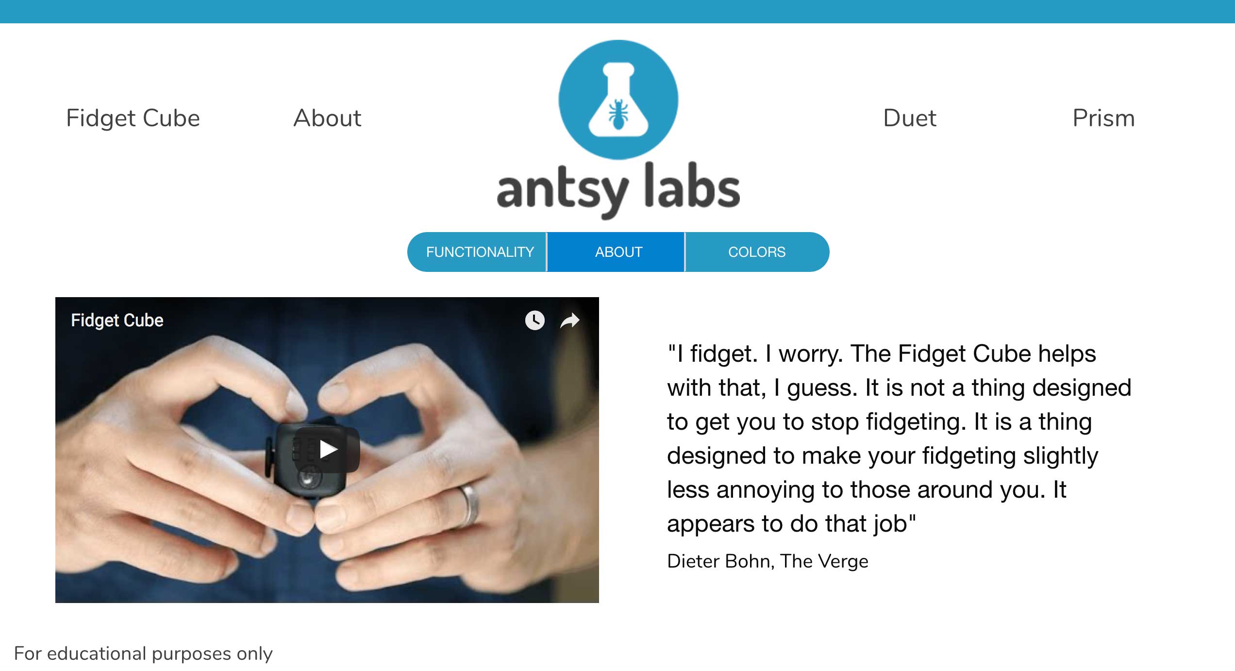 Screenshot of the Site